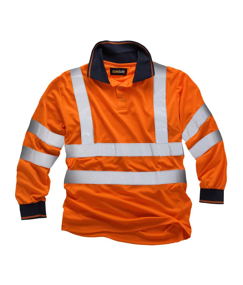 MMHV005 Síðerma pólóbolur, neon með endurskini - Image 2