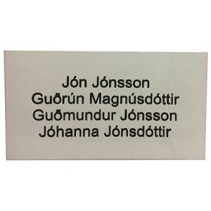 MM- póstkassaskilti Hvítt með svörtum stöfum