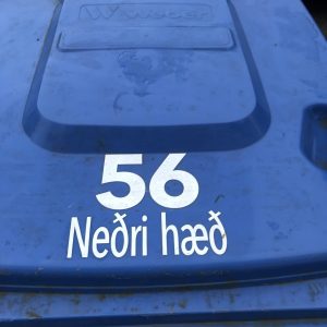 Merking á ruslatunnur.