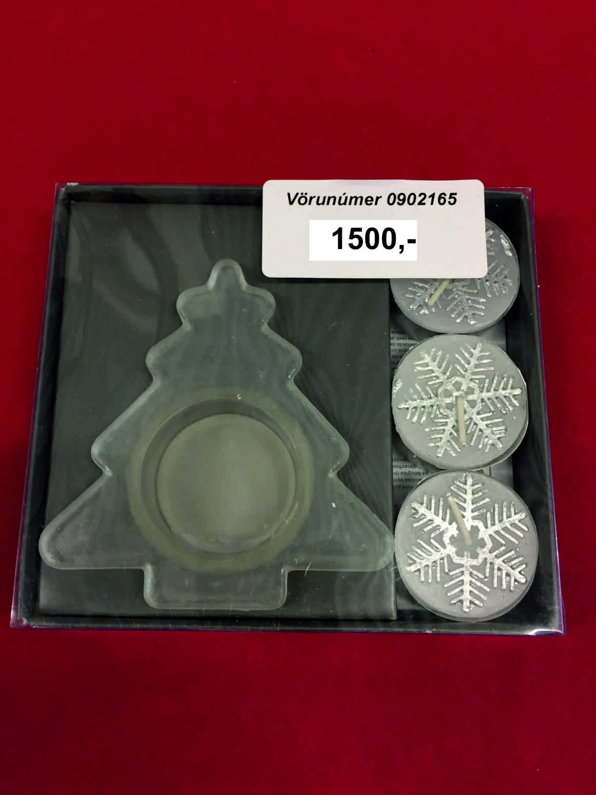 Kertastjaki (jólatré gler) 3 sprittkerti - tilboð