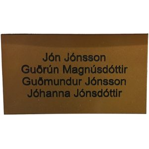 MM - Póstkassaskilti - Gyllt með svörtum stöfum