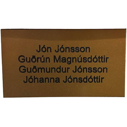 MM - Póstkassaskilti - Gyllt með svörtum stöfum