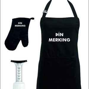 Grillpakki, svunta kokkahúfa, grillhanski